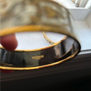 2 authentic hermes gold plated bangles with pouch